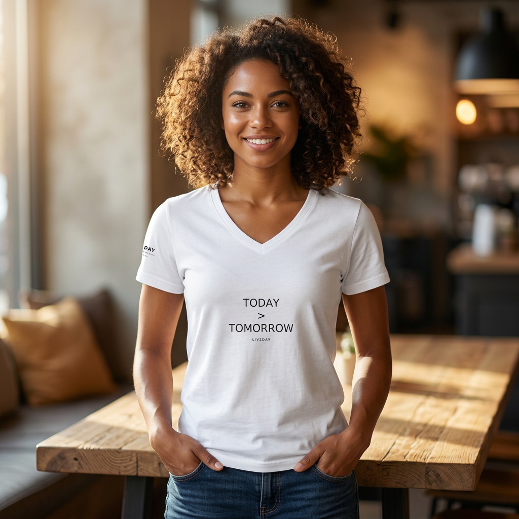 TODAY > TOMORROW - Women's Relaxed Heather CVC V-Neck Tee