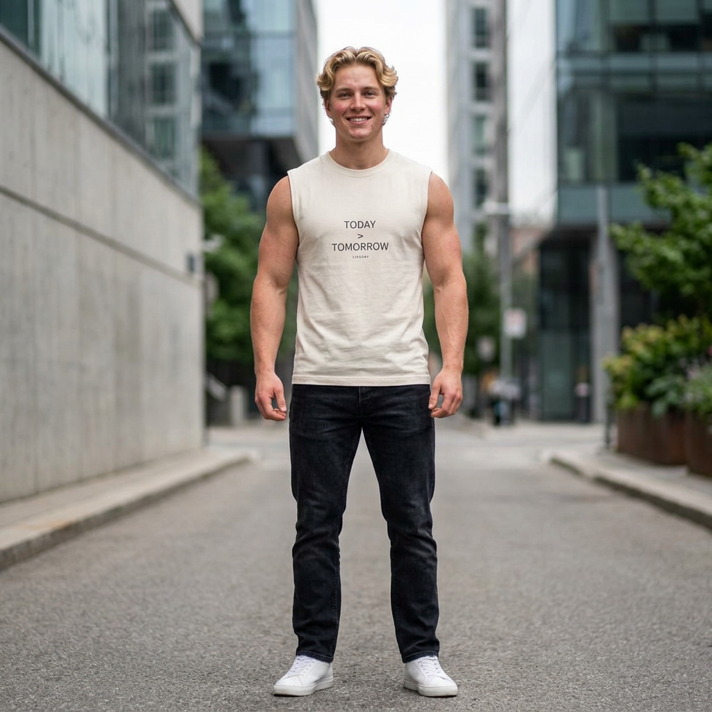 Muscle Tank — “Today > Tomorrow” Minimal Motivational Tank Top