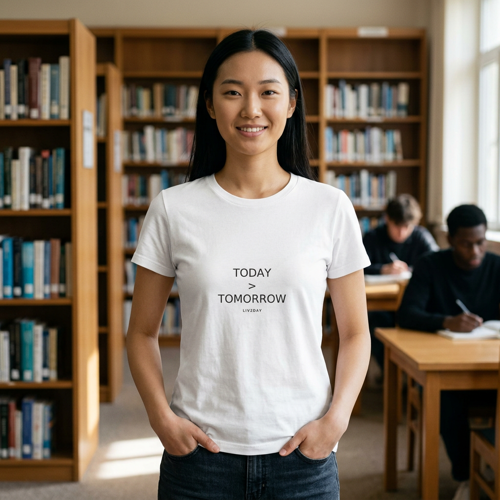 Women's Tee — Today > Tomorrow Minimalist Inspirational T‑Shirt