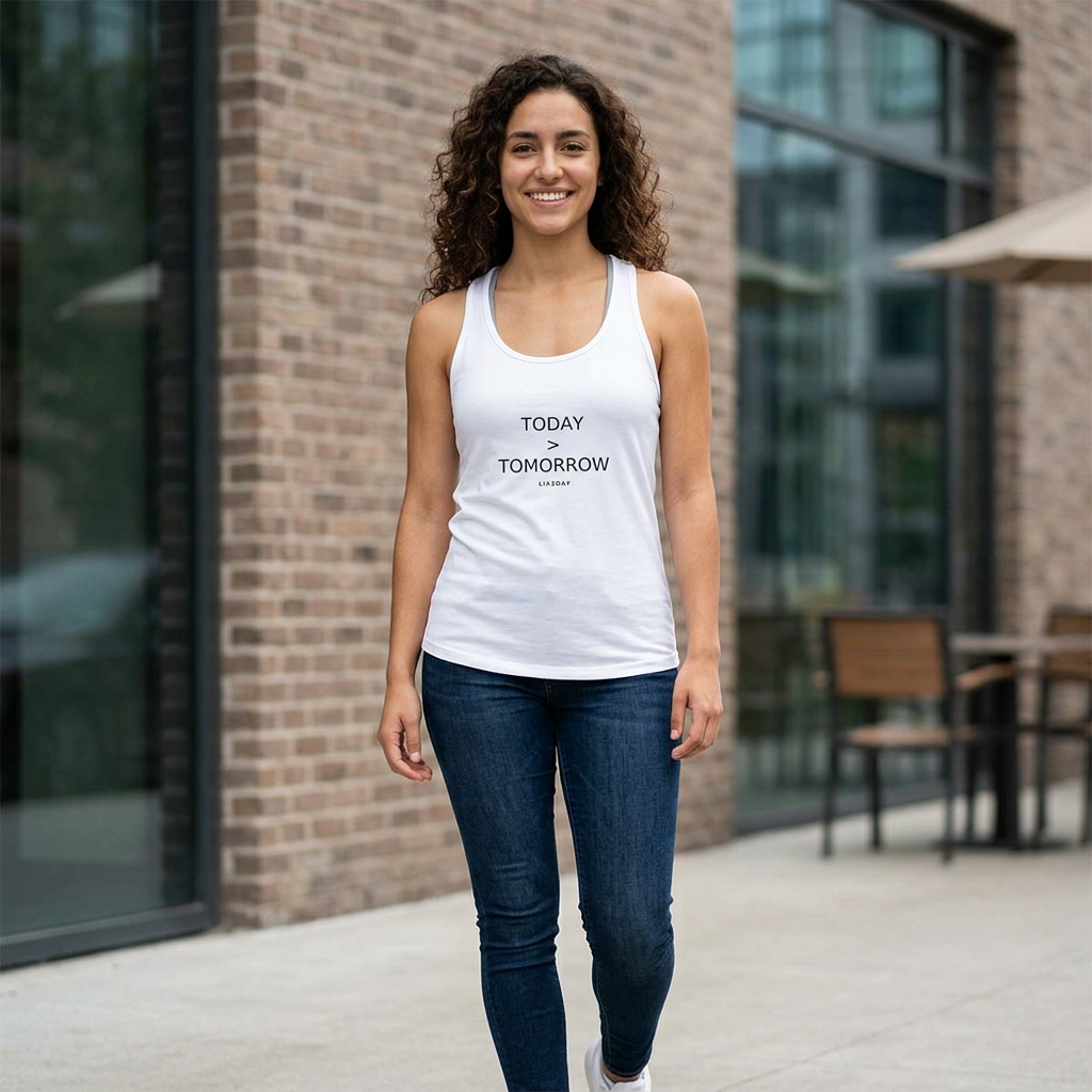 Racerback Tank  Today > Tomorrow  Minimalist Motivational Tank Top