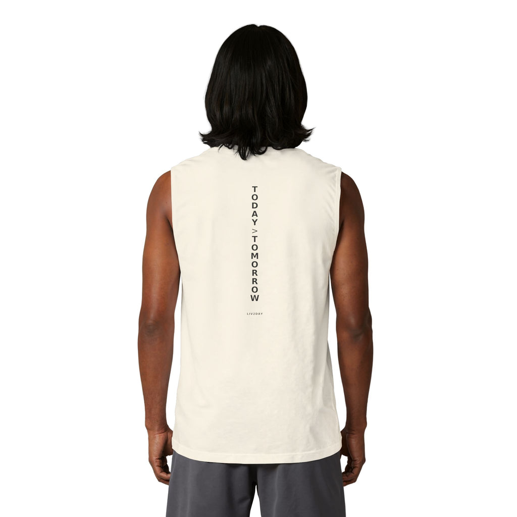Muscle Tank — “Today > Tomorrow” Minimal Motivational Tank Top